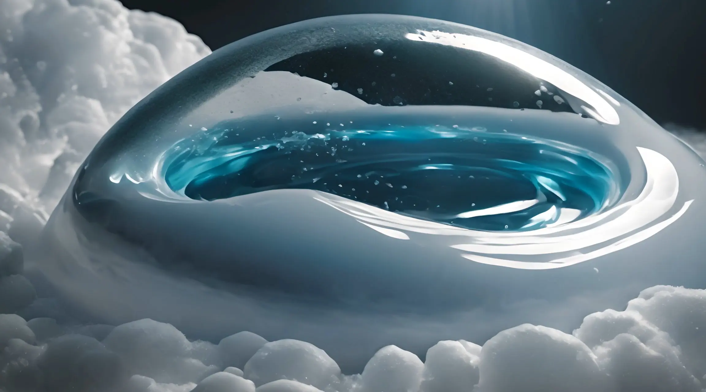 Aqua Orb Cloudscape Serene Water Backdrop
